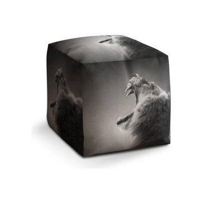 Sablio Taburet Cube Řvoucí lev: 40x40x40 cm