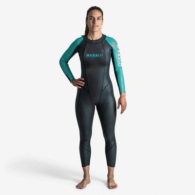 DECATHLON OWS 500 2/2 čierno tyrkysová Dámska kombinéza