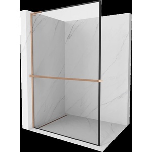 Mexen Kioto+ L Душ преграда с рафт Walk-in 70 x 200 см, черна рамка, четканa мед - 800-070-123-65-70 (800-070-123-65-70)