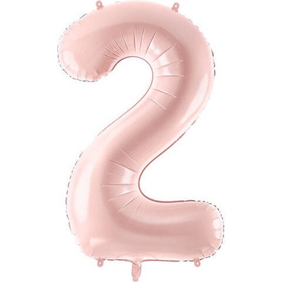 PartyDeco Fóliový balón narozeninové číslo 2 světle růžový 72 cm