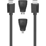 Hama HDMI кабел Hama с 2 адаптера - 1.5 м - Черен KP36396