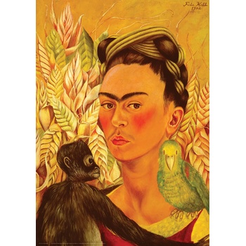 EUROGRAPHICS - Puzzle Frida: Self Portrait with Monkey and Parrot - 1 000 piese