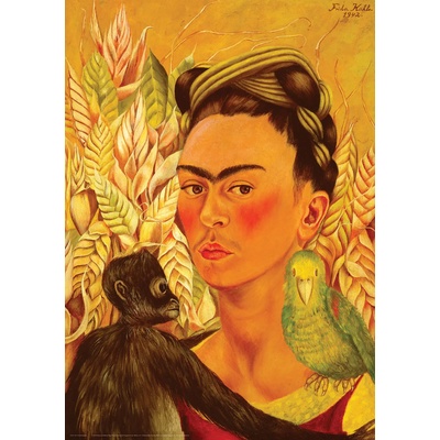 EUROGRAPHICS - Puzzle Frida: Self Portrait with Monkey and Parrot - 1 000 piese