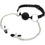 Kiotos Silicone Ball Gag with Nipple Clamps