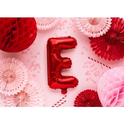 PartyDeco Fóliový balón Mini Písmeno E 35 cm rudý
