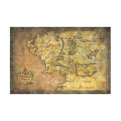 Plakát The Lord Of The Rings Pán prstenů: Map Of Middle Earth (61 x 91,5 cm)