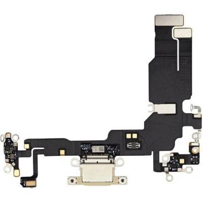 AppleKing nabíjecí a audio flex konektor pro iPhone 15 - žlutý