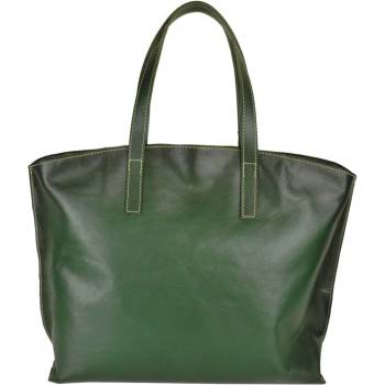 Veľko kožená kabelka shopper BAG ručne farbená a tieňovaná tmavo zelená