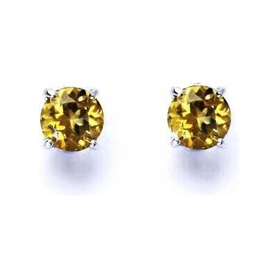 Čištín Zlaté náušnice, bílé i žluté zlato , přírodní citrín 8 mm NŠ 1357