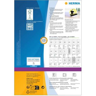 Herma Самозалепващи етикети, A4, за CD, диаметър 116 mm, 2 б (1540100113)