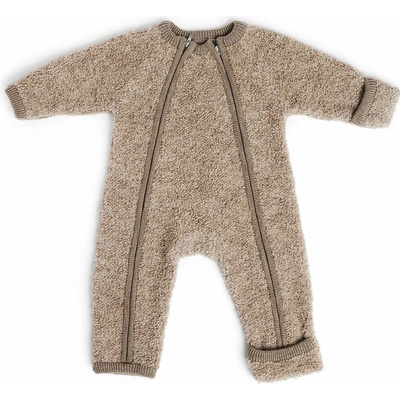 Merino overal bouclé pre deti s ohrnovacími nápletmi Smallstuff nature melange