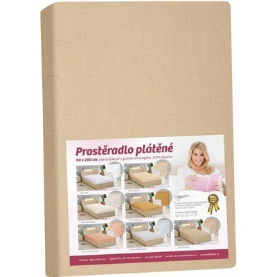 Bellatex Plátěné prostěradlo s gumou 172/213 kávové 140x200