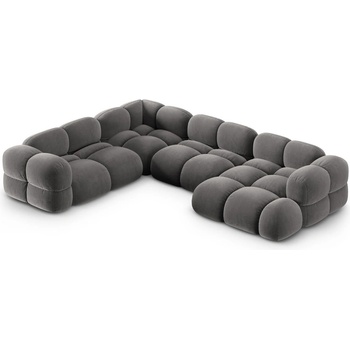 Cosmopolitan Design Сив кадифен ъглов диван (ляв ъгъл/U форма) Loretto - Cosmopolitan Design (COS_UL_120_F1_LORETTO6)