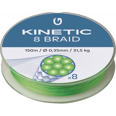 Kinetic pletená šnúra 8 Braid Fluo Green 150m 0,14 mm 11,5 kg