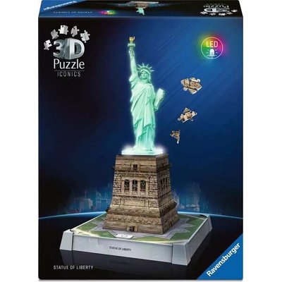 RAVENSBURGER 3D puzzle Iconics: Socha Slobody (Nočná edícia) 108 ks