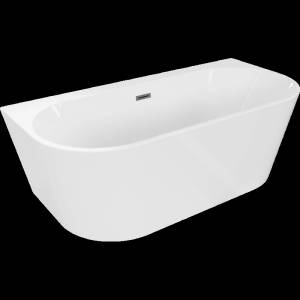 Mexen Oval+ свободностояща акрилна вана 170 x 80 cm, бяла, преливник gun gray (52681708000-66)