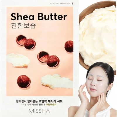 Missha Airy Fit Shea Butter plátenná maska s hydratačným účinkom 19 g