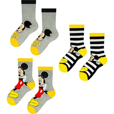 Frogies Detské ponožky Mickey 3ks čierna biela šedá žltá viacfarená