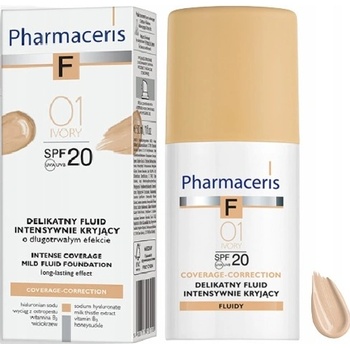 Pharmaceris F-Fluid Foundation intenzivně krycí make-up s dlouhotrvajícím efektem SPF20 1 Ivory For All skin Types with Imperfections 30 ml