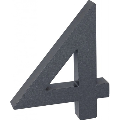 Domové číslo 3D „4“, 100 mm, hliník, matný antracit, RN.100LV.4.AL.AM.3D