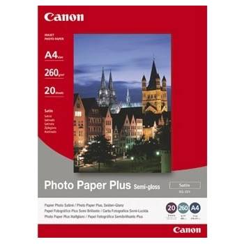 Canon Photo Paper Plus Semi-Glossy 1686B018, 260 г/м2, 8x10", 20x25см, 20 бр. , полугланц, сатен, бял, фотографска хартия (1686B018)