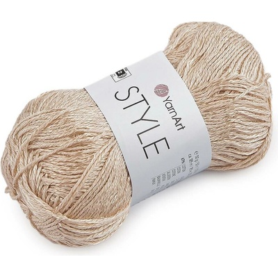 Bavlněná pletací příze Style s viskozovým vláknem 50 g Varianta: 4 (654) béžová světlá, Balení: 1 ks 61631/160039/286290