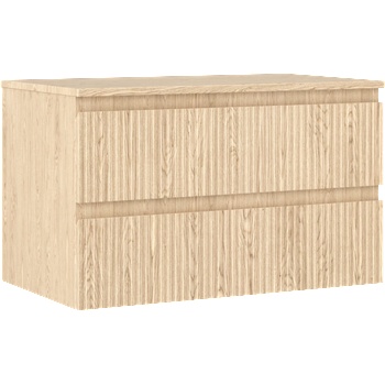 Mexen Rivel шкаф за баня под мивка 80 см с плот, 2 чекмеджета, оребрено, дъб - 91A20-08047-2-BFFC81 (91A20-08047-2-BFFC81)