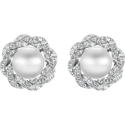CRYSTalp Luxusné náušnice s kryštálmi a perlou Rich pearl 42310.R