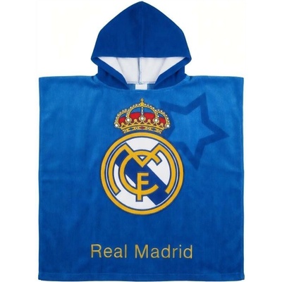 Real Madrid FC plážové pončo Real Madrid s kapucňou modré 55 x 115 cm