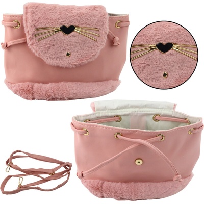 mamido Detský batoh s plyšovými ušami 22cm 4L ružový