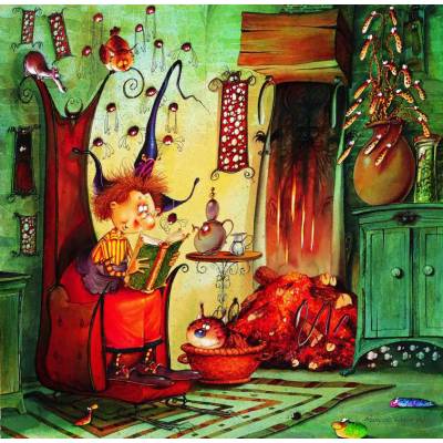 Grafika - Puzzle François Ruyer - Witch - reading book - 1 000 piese