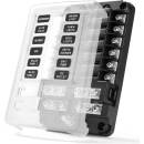 Distribuční blok -12 pojistek, kladný i záporný pól /pojistkový držák/