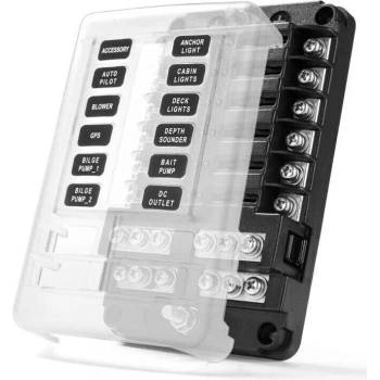 Distribuční blok -12 pojistek, kladný i záporný pól /pojistkový držák/