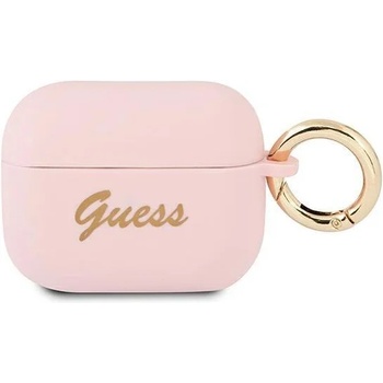 Guess Калъф Guess GUAPSSSI Vintage Script за Apple AirPods Pro, розов/силикон (GUE001379)