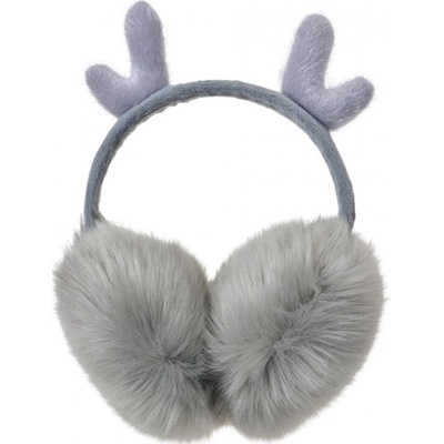 Šedé dětské klapky na uši s malými sobími parůžky