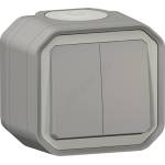 Legrand - Двоен стълбищен ключ № 6+6 PLEXO IP55 сив (LR0098)