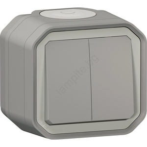 Legrand - Двоен стълбищен ключ № 6+6 PLEXO IP55 сив (LR0098)