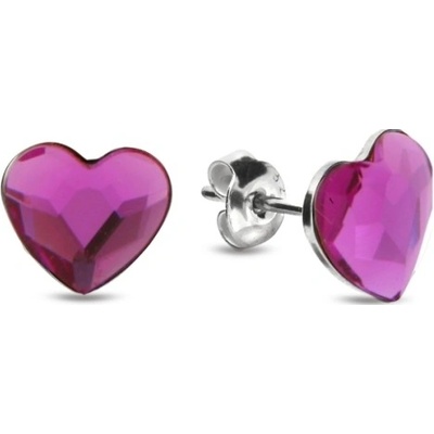 Spark růžové se Swarovski Elements Heart K2808F Fuchsia