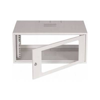 Hanging cabinet SIMPLE 19 4Ux555x400 mm IP20 side walls full door with glass RAL 7035 19-8006SZWS-19-4U-40-DS