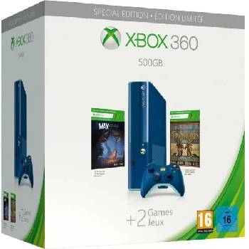 Microsoft Xbox 360 E 500GB Special Edition Blue + Max The Curse of Brotherhood + Toy Soldiers