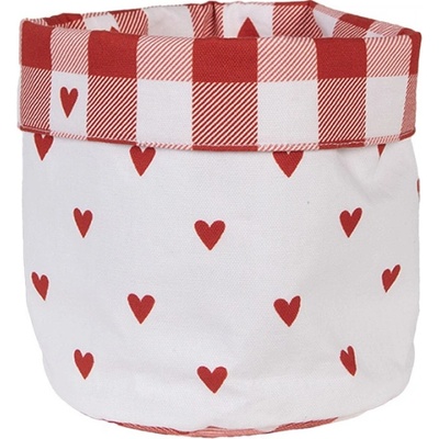 Červeno-bílý bavlněný košík na pečivo se srdíčky Love It – 15x16 cm