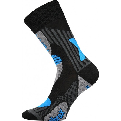 VoXX Vysoké froté ponožky z ovčí merino vlny Vision pro treking horskou turistiku černo modré