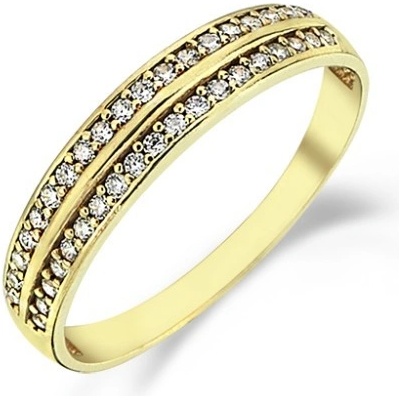 Diante Zlatý prsten s bílým kamenem 59640499