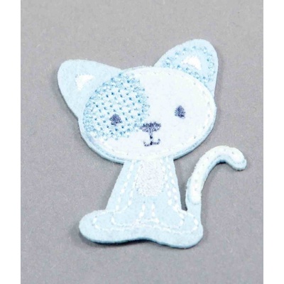 Nažehľovacia záplata - mačička - viac farebných variantov - rozmer 5 cm x 3,5 cm mačka - modrá - CEZ2106