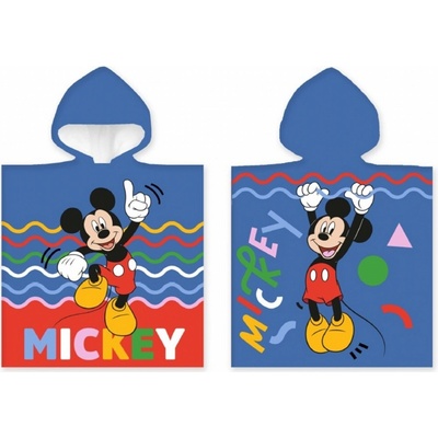 Carbotex Chlapčenské plážové pončo osuška s kapucňou Mickey Mouse Disney 50 x 110 cm