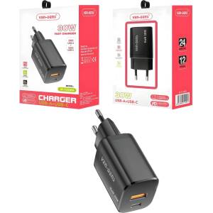 VEN-DENS 30W USB Type-C Бързо зарядно мрежово зарядно - Черно KP34862