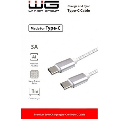 Winner Type C-Type C/1m/nylon braided/3A Bílý 8591194093128