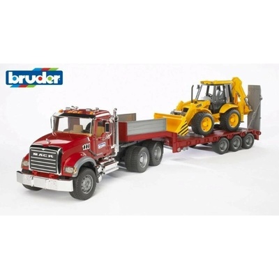 Bruder 2813 Nákladní auto MACK Granite s návěsem a traktorem JCB 4CX 1:16