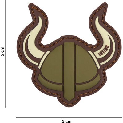 Gumová nášivka 101 Inc Viking Helmet - hnedá
