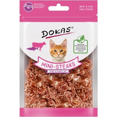 Dokas mini steaky hovädzie a treska pre mačky 25 g